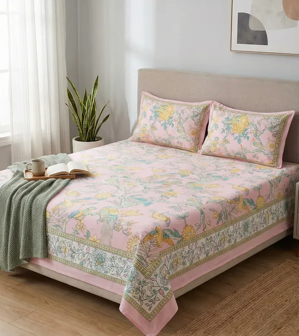 Blush_Pink_Gulbahar_Handblock_Printed_Cotton_Bedsheet_Set