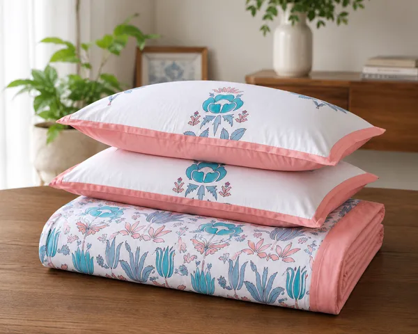 Pastel_Pink_&_Aqua_Handblock_Print_Pure_cotton_Bedsheet_Set