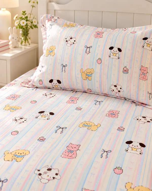 Puppy_Love_Pastel_Kids_Fitted_Bedsheet