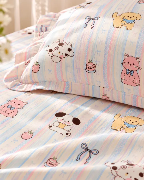 Puppy_Love_Pastel_Kids_Fitted_Bedsheet