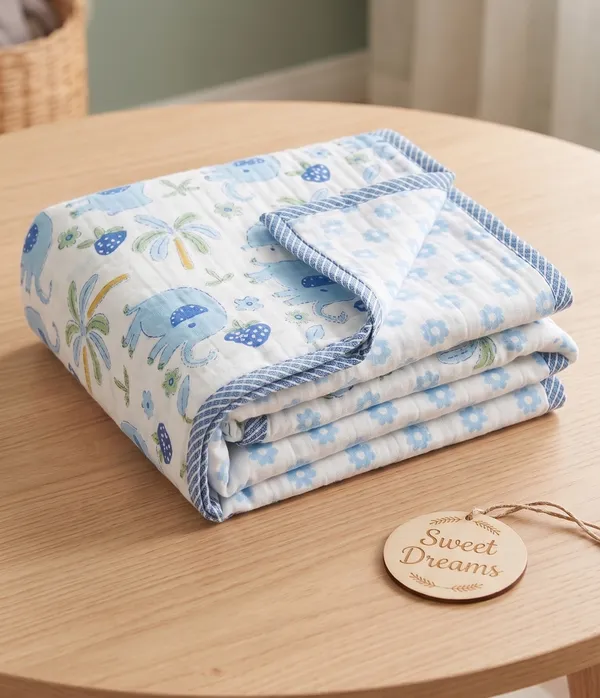 Pure_Mulmul_Reversible_Kids_Dohar_-_Blue_Elephant_Jungle_Print
