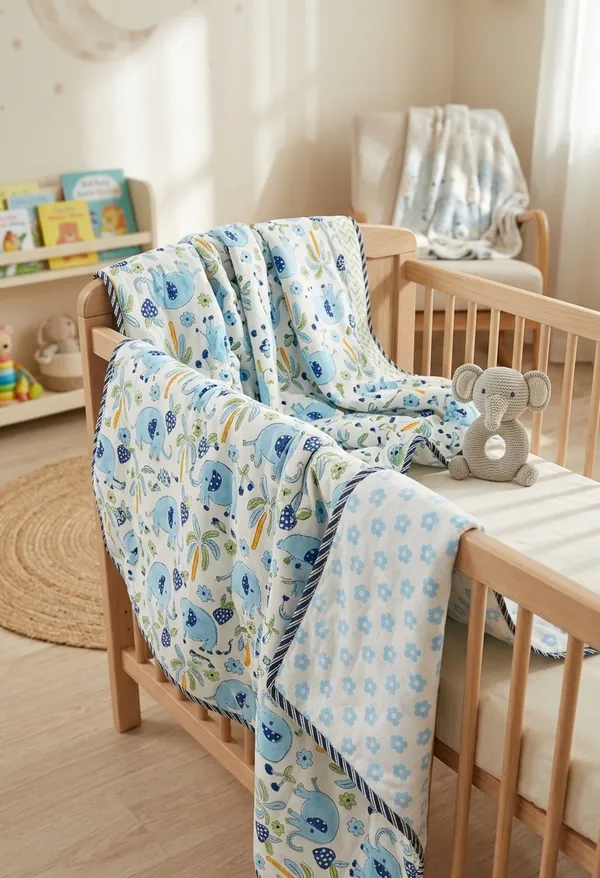 Pure_Mulmul_Reversible_Kids_Dohar_-_Blue_Elephant_Jungle_Print