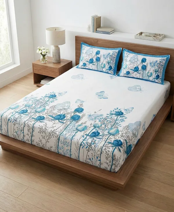 Butterfly_Bloom_Blue_Pure_Cotton_Bedsheet_-_with_2_Pillow_Covers