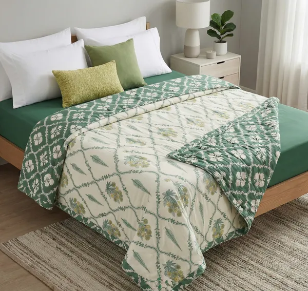 Forest_Green_Jaal_Pure_Cotton_Reversible__Dohar
