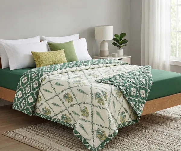 Forest_Green_Jaal_Pure_Cotton_Reversible__Dohar