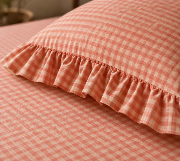 Rosewood_Gingham_Checks_&_Frills_Bedding_Set_-_with_2_Filled_Cushions