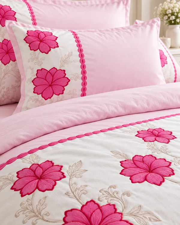 Rosy_Morning_Pink_Floral_Bedsheet_Set_-_6_piece_set_with_Comforter