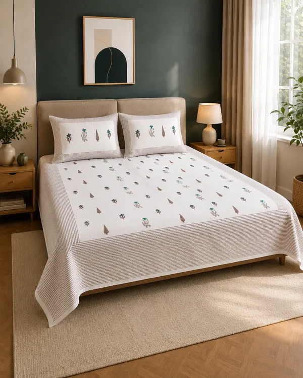 Shaam_Bagh_Floral_Pure_Cotton_Bedsheet_Set_-_King_Size
