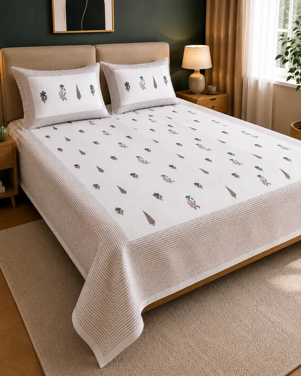 Shaam_Bagh_Floral_Pure_Cotton_Bedsheet_Set_-_King_Size