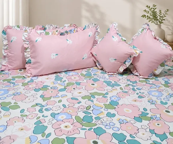 Spring_Bloom_Floral_Frills_Bedsheet_Set_-_with_filled_cushions