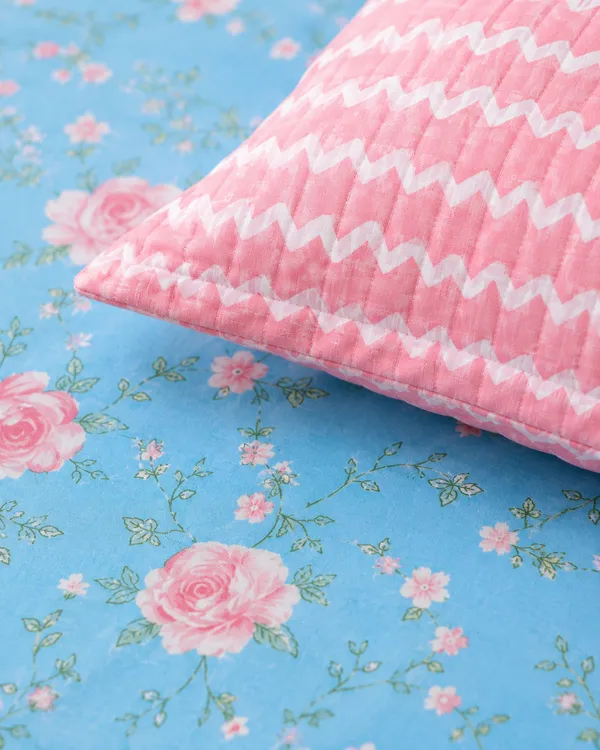 Spring_Hues_Blue_Floral_Bedsheet_Set_-_with_Coordinated_Pink_Pillow_Covers
