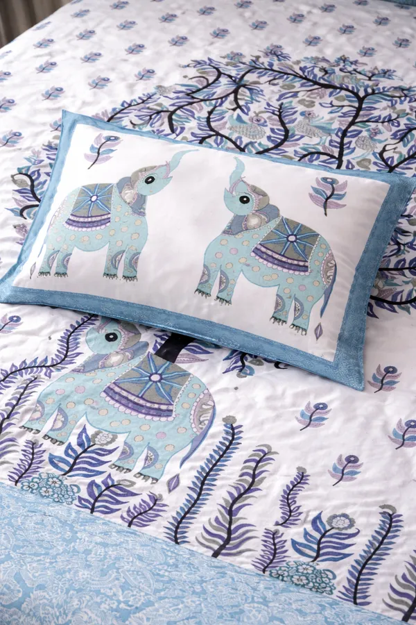 Blue_Elephant_Tree_of_Life_Cotton_Bedsheet_Set_–_Handcrafted_Indian_Art_Print