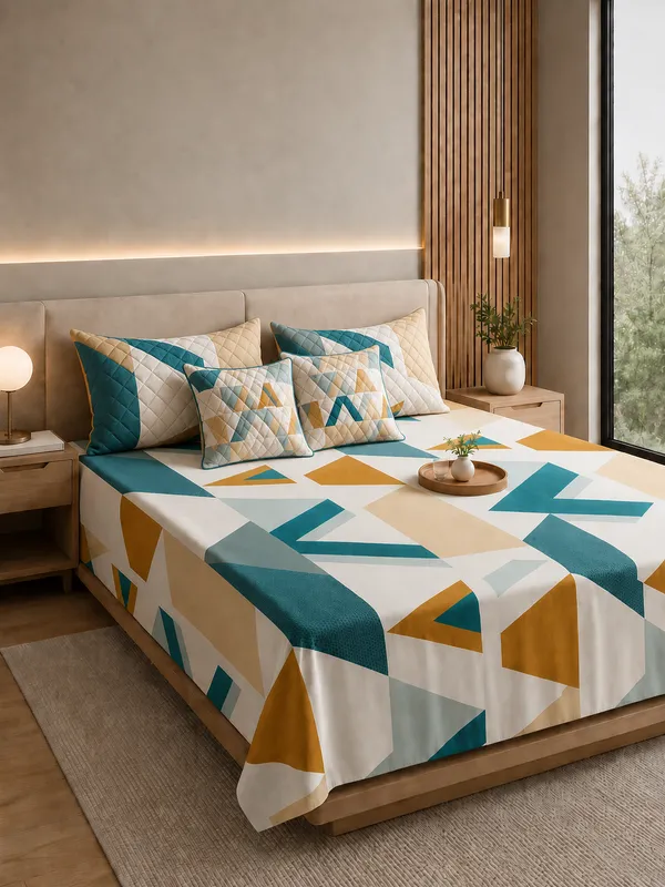 Geometric_Design_Bedsheet_Set_-_with_2_Cushions_&_2_pillow_covers