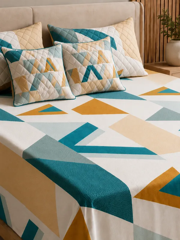 Geometric_Design_Bedsheet_Set_-_with_2_Cushions_&_2_pillow_covers