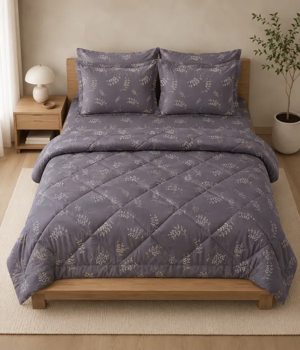 Ash_Purple_Leaf_Pure_Cotton_Comforter_Bedding_Set