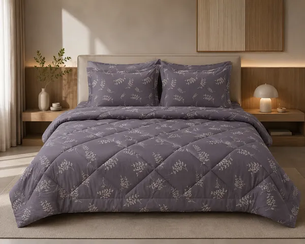 Ash_Purple_Leaf_Pure_Cotton_Comforter_Bedding_Set