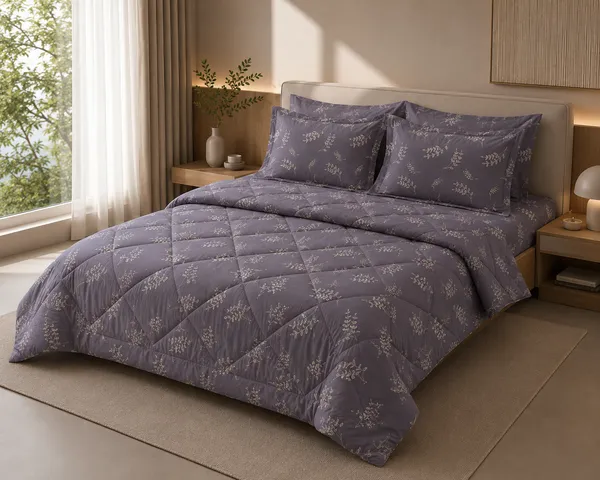 Ash_Purple_Leaf_Pure_Cotton_Comforter_Bedding_Set