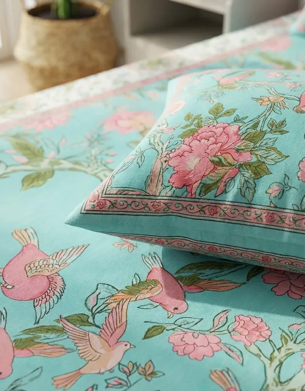 Aqua_Gulbahar_Handblock_Printed_Cotton_Bedsheet_Set