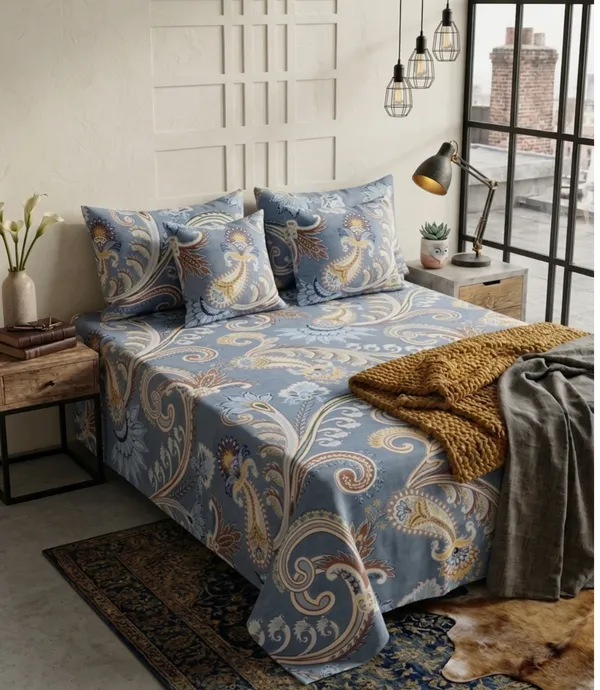Blue_Paisley_Bedsheet_Set_with_2_cushions