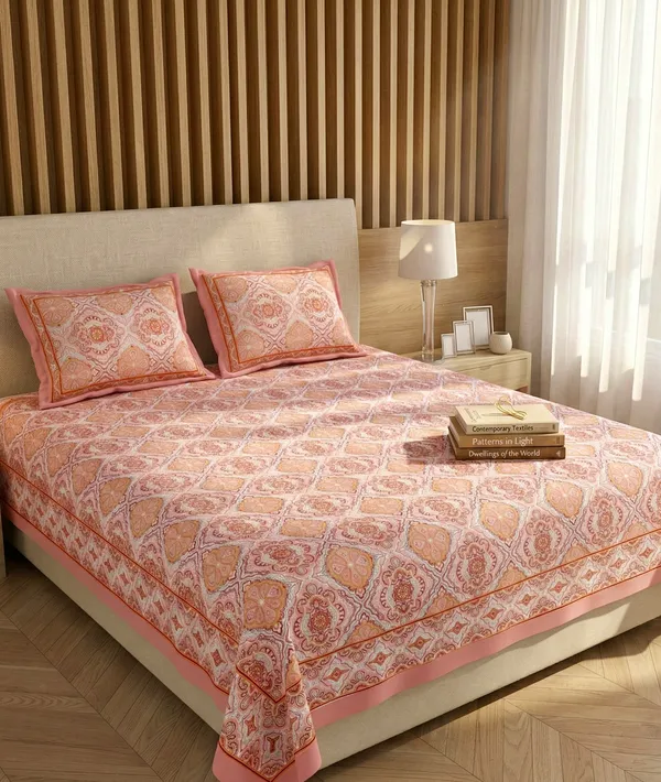 Blush_Ikat_Pure_Cotton_Bedsheet_Set