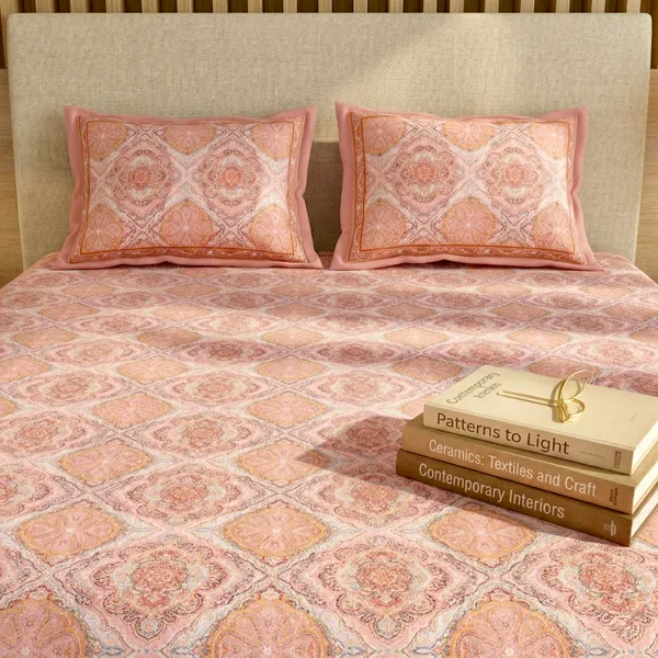Blush_Ikat_Pure_Cotton_Bedsheet_Set
