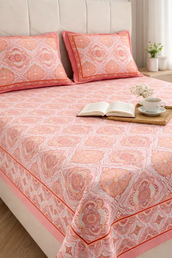 Blush_Ikat_Pure_Cotton_Bedsheet_Set