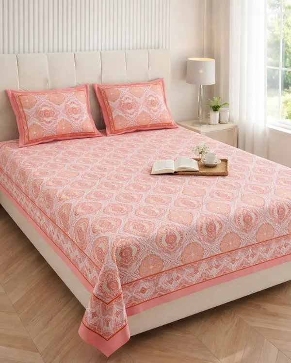 Blush_Ikat_Pure_Cotton_Bedsheet_Set