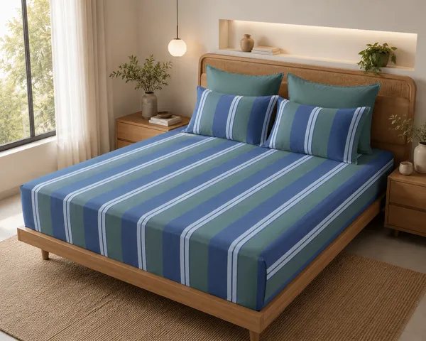 Blue_Bay_Stripes_300_TC_Pure_Cotton_Bedsheet_Set
