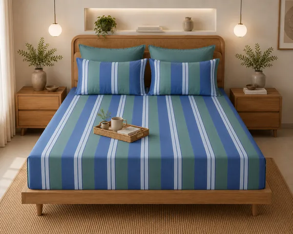 Blue_Bay_Stripes_300_TC_Pure_Cotton_Bedsheet_Set
