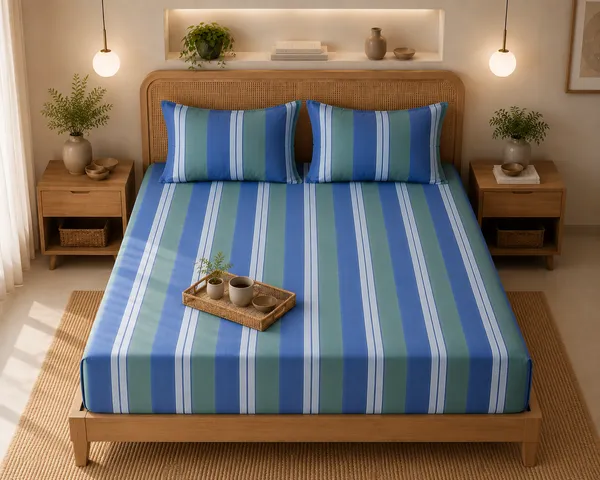 Blue_Bay_Stripes_300_TC_Pure_Cotton_Bedsheet_Set

