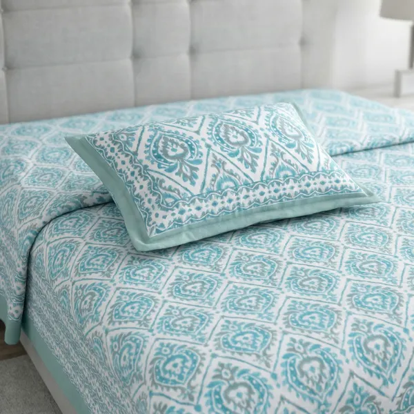 Aqua_Blue_Ikat_Pure_Cotton_Bedsheet_Set