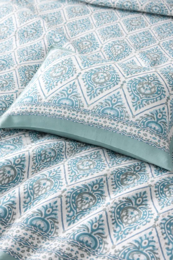 Aqua_Blue_Ikat_Pure_Cotton_Bedsheet_Set