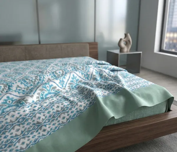 Aqua_Blue_Ikat_Pure_Cotton_Bedsheet_Set
