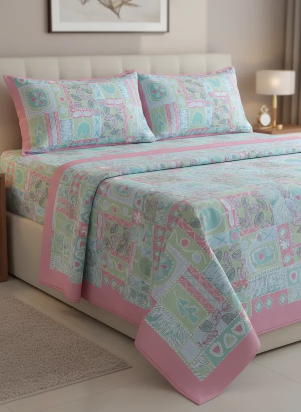 Pure_Cotton_Rajwada_Patchwork_Print_King_Size_Bedsheet