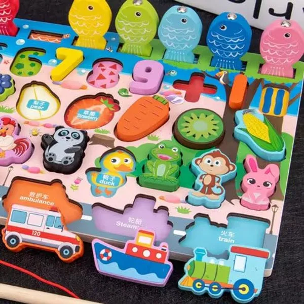 Cartoon_Character_6-in-1_Traffic_Matching_Board__Wooden_Number_Puzzles_&_Shape_Sorting_Toy__Early_Education_Puzzle_for_Kids__Enhances_Cognitive_&_Problem-Solving_Skills
