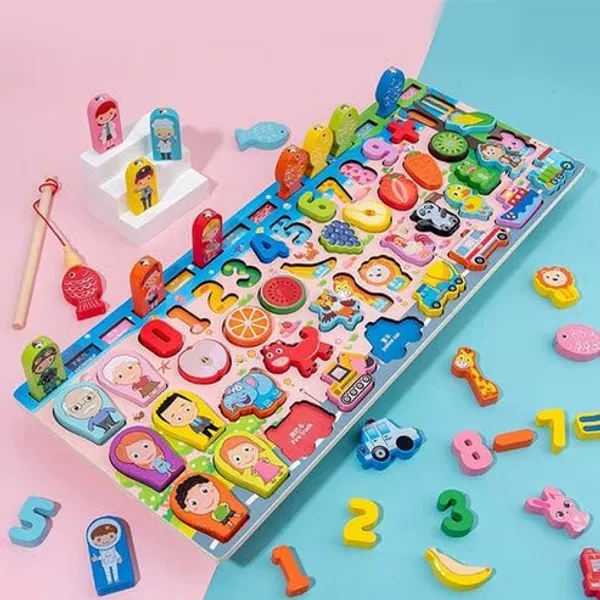 Cartoon_Character_6-in-1_Traffic_Matching_Board__Wooden_Number_Puzzles_&_Shape_Sorting_Toy__Early_Education_Puzzle_for_Kids__Enhances_Cognitive_&_Problem-Solving_Skills