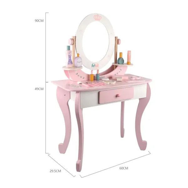 Wooden_Princess_Dressing_Table_for_Girl__Wooden_Pink_Dresser,_Simulation_Dresser_Mirror_Girl_Birthday_Gift
