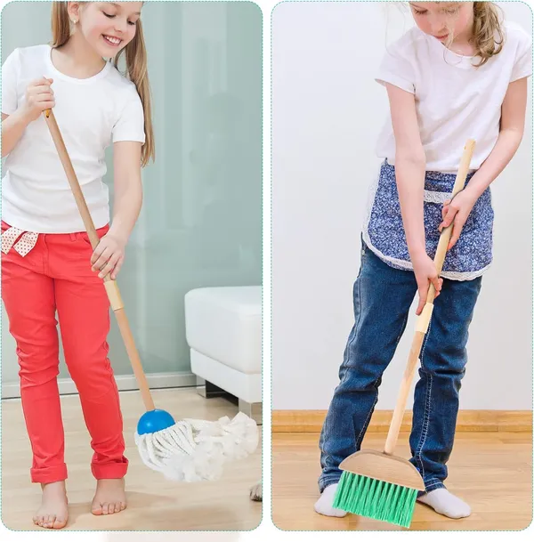 Wooden_Kids_Cleaning_Tools_Set__Mop,_Broom,_Sponge,_Rag,_Brush,_Dustpan_&_Duster_with_Organizer__Pretend_Play_Role-Playing_Cleaning_Set_for_Toddlers__Safe_&_Non-Toxic