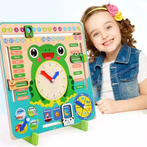 Montessori_Wooden_Frog_Clock_Toy_for_Kids__Educational_Learning_Calendar_for_Toddlers_with_Time,_Week,_Weather,_Seasons__Preschool_Toy_for_Boys_&_Girls__Homeschool,_Gift_Idea