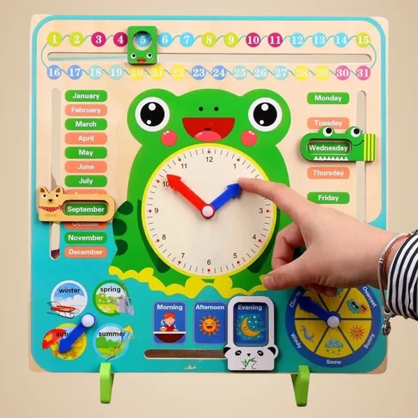 Montessori_Wooden_Frog_Clock_Toy_for_Kids__Educational_Learning_Calendar_for_Toddlers_with_Time,_Week,_Weather,_Seasons__Preschool_Toy_for_Boys_&_Girls__Homeschool,_Gift_Idea