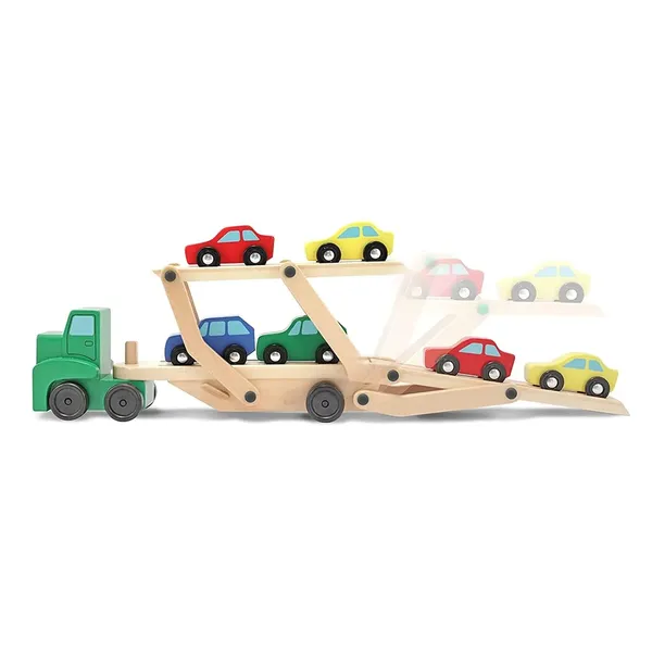 Wooden_Double_Decker_Vehicle__Wooden_Transporter_Toy_Carrier_1_Truck_and_4_Cars