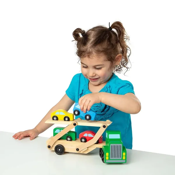 Wooden_Double_Decker_Vehicle__Wooden_Transporter_Toy_Carrier_1_Truck_and_4_Cars