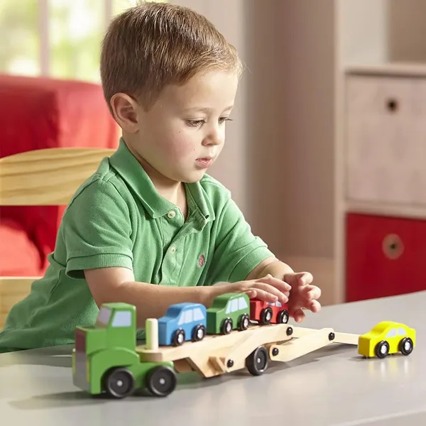 Wooden_Double_Decker_Vehicle__Wooden_Transporter_Toy_Carrier_1_Truck_and_4_Cars