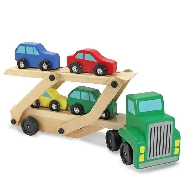 Wooden_Double_Decker_Vehicle__Wooden_Transporter_Toy_Carrier_1_Truck_and_4_Cars