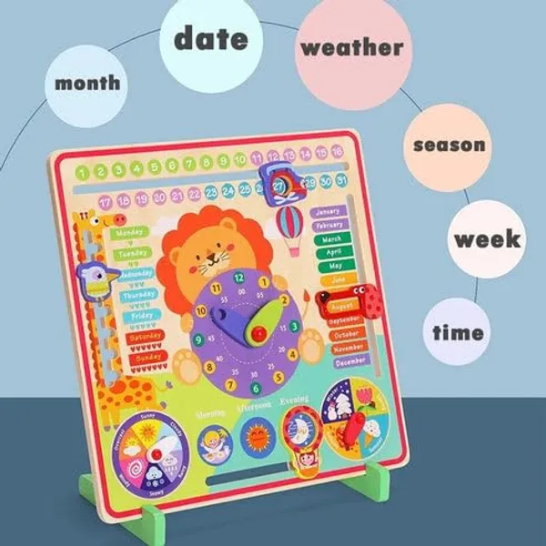 Wooden_Clock_Education_Board__Multifunctional_Learning_Toy_with_Calendar,_Weather,_Seasons,_and_Time_Teaching__Educational_Toy_for_Kids__Safe_&_Non-Toxic