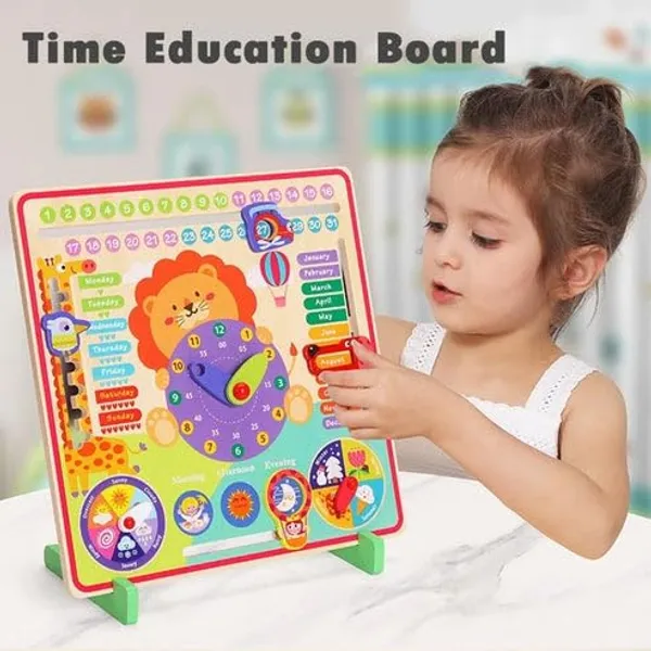 Wooden_Clock_Education_Board__Multifunctional_Learning_Toy_with_Calendar,_Weather,_Seasons,_and_Time_Teaching__Educational_Toy_for_Kids__Safe_&_Non-Toxic