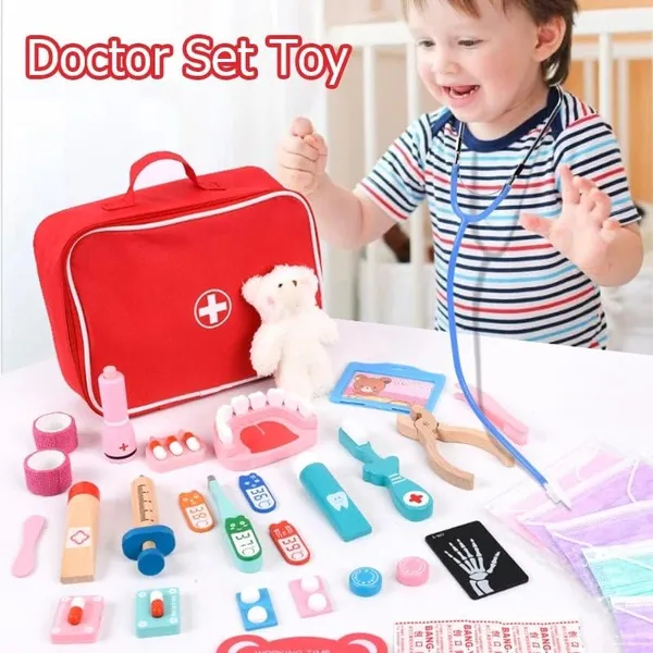 Wooden_Doctor_Set__Pretend_Play_Toy_for_Kids__Wooden_Doctor_Set_with_Doll_&_Working_Stethoscope__Red_Bag_Dental_Kit