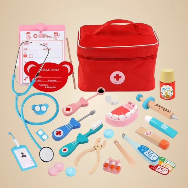 Wooden_Doctor_Set__Pretend_Play_Toy_for_Kids__Wooden_Doctor_Set_with_Doll_&_Working_Stethoscope__Red_Bag_Dental_Kit