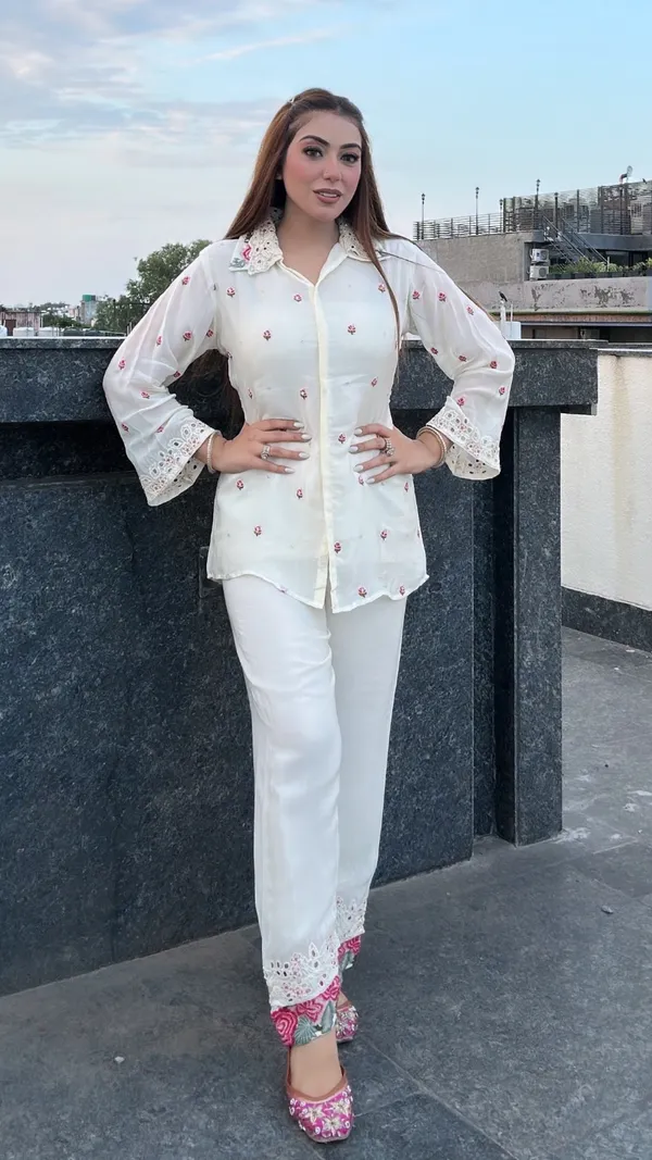 White_Chinon_Co-Ord_Set_For_Women