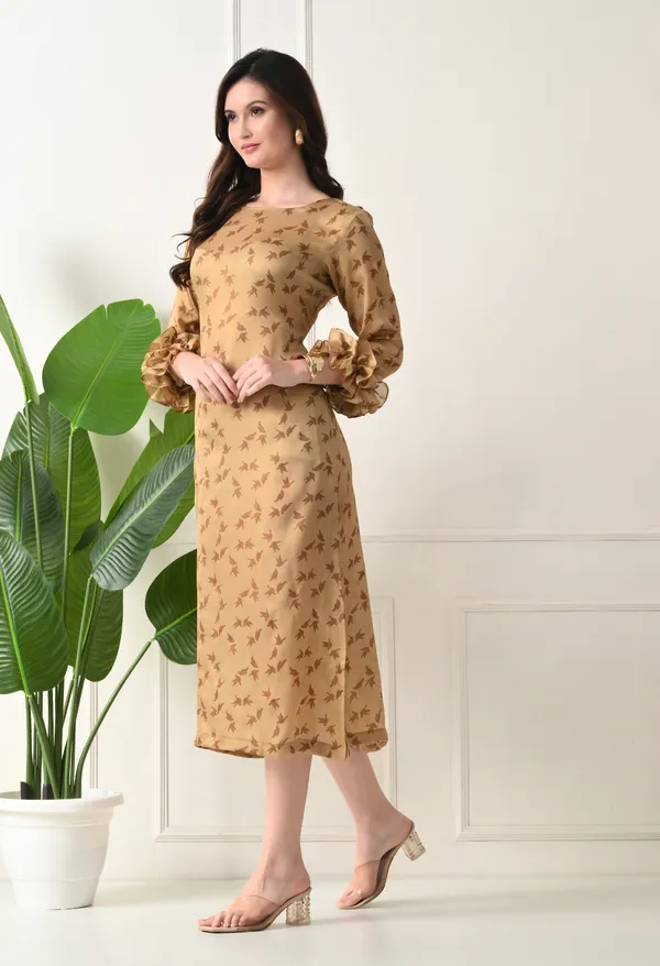 Golden_Silk_Georgette_Dress_For_Women